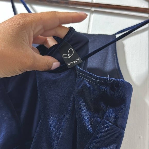 Windsor Blue Velvet high neck midi dress - Picture 4 of 5